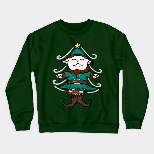 Catmas Elf - Meowy Christmas Tree Crewneck Sweatshirt by meow-mom